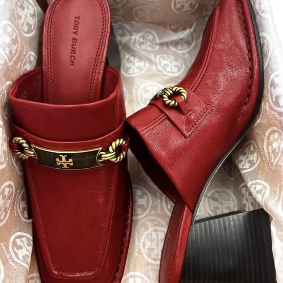 TORY BURCH PERRINE 65MM RED LOAFER/MULE SZ 7M ~ NIB - Picture 3 of 4
